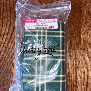 Thirty One Slim Wallet in Evergreen Plaid